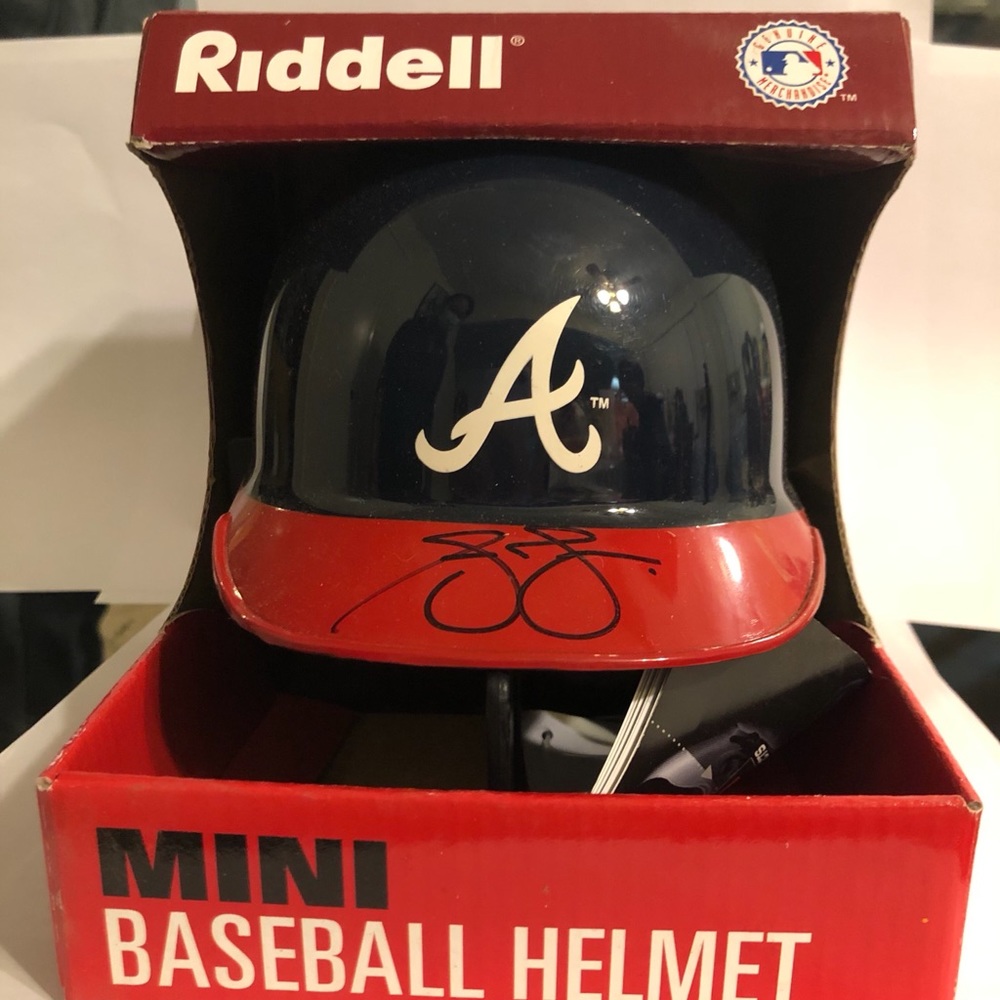 Signed Andruw Jones Baseball Helmet (Mini)